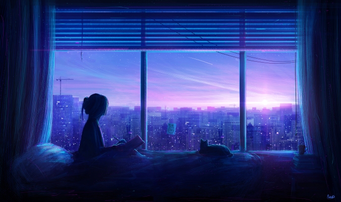 Anime Window Crane Purple